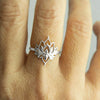 Women's Copper Finger Ring With Flower And Geometric Pattern Antique Exquisite Electroplated Pastoral Style