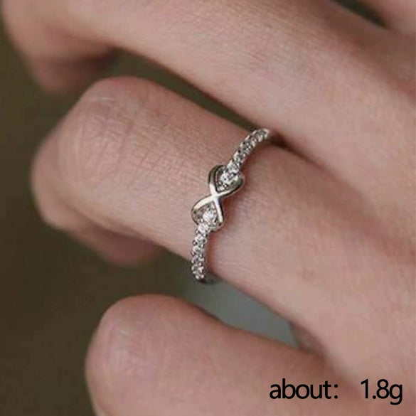 Women's Copper Finger Ring With Zircon Inlay And Letters Numbers Text Design