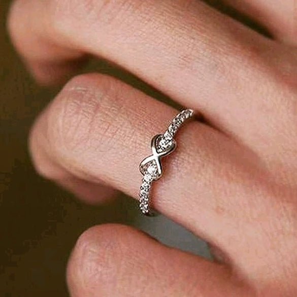 Women's Copper Finger Ring With Zircon Inlay And Letters Numbers Text Design