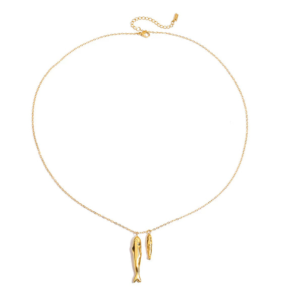 Women's Copper Fish Pendant Necklace With Electroplated Animal Design Versatile Casual Clavicle Chain Jewelry Gift