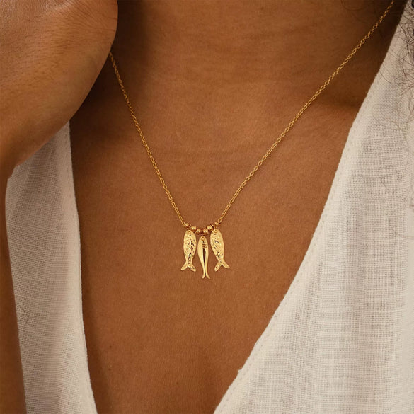 Women's Copper Fish Pendant Necklace With Electroplated Animal Design Versatile Casual Clavicle Chain Jewelry Gift