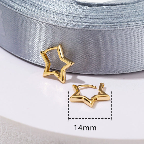 Women's Copper Fivepointed Star And Peach Heart Earrings With Electroplated Treatment