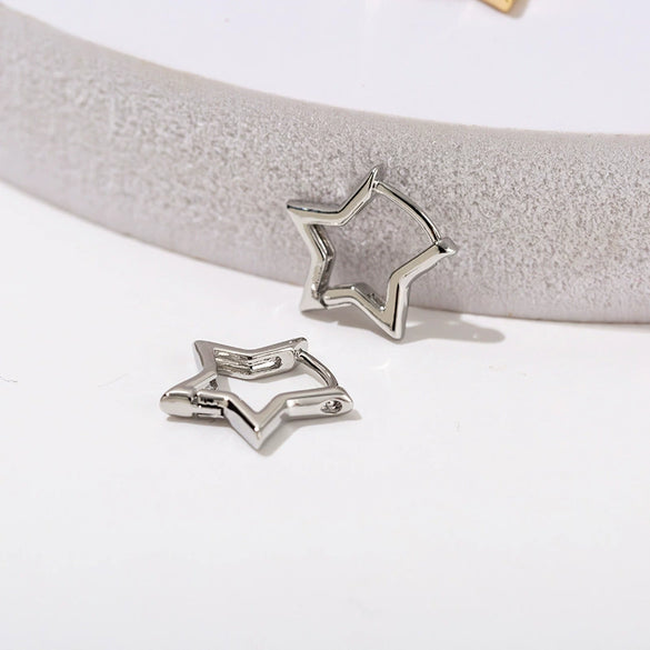 Women's Copper Fivepointed Star And Peach Heart Earrings With Electroplated Treatment