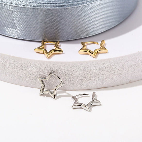 Women's Copper Fivepointed Star And Peach Heart Earrings With Electroplated Treatment