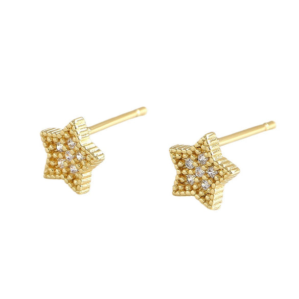 Women's Copper Fivepointed Star Earrings Electroplated Versatile Style