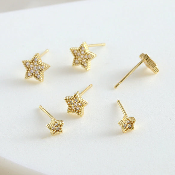 Women's Copper Fivepointed Star Earrings Electroplated Versatile Style