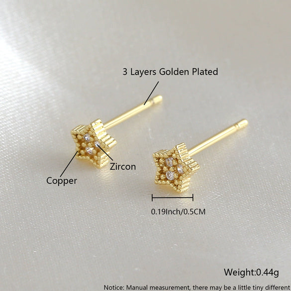 Women's Copper Fivepointed Star Earrings Electroplated Versatile Style