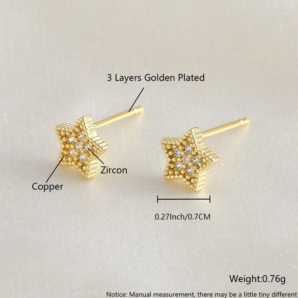 Women's Copper Fivepointed Star Earrings Electroplated Versatile Style