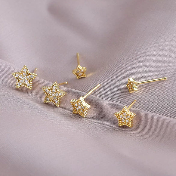 Women's Copper Fivepointed Star Earrings Electroplated Versatile Style