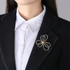 Women's Copper Floral Bow Brooch With Pearl And Zircon Accents Electroplated Simple Fashion Pin