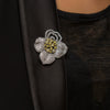 Women's Copper Flower Brooch Pin With Micro Inlaid Zircon Geometric Design Electroplated Simple Clothing Accessory