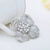Women's Copper Flower Brooch Pin With Micro Inlaid Zircon Geometric Design Electroplated Simple Clothing Accessory