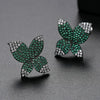 Women's Copper Flower Butterfly Earrings With Pointed Zircon Accents And Electroplated Fashion Design