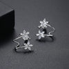 Women's Copper Flower Earrings With Zircon Inlay And Electroplated Fashion Jewelry