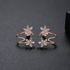 Women's Copper Flower Earrings With Zircon Inlay And Electroplated Fashion Jewelry