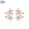 Women's Copper Flower Earrings With Zircon Inlay And Electroplated Fashion Jewelry