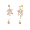 Women's Copper Flower Long Earrings Set With Crystal