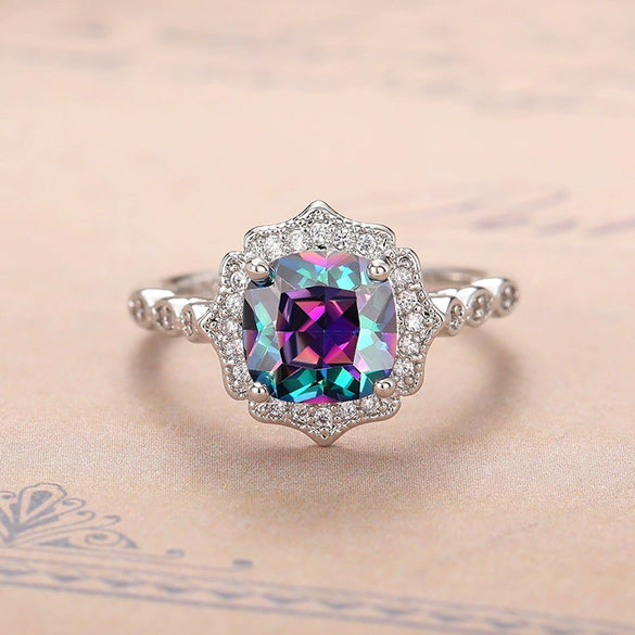 Women's Copper Flower Shape Minimalist Geometric Zircon Ring Jewelry