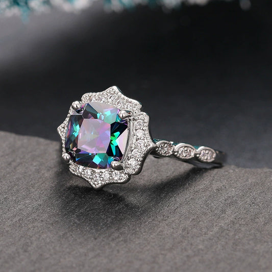 Women's Copper Flower Shape Minimalist Geometric Zircon Ring Jewelry