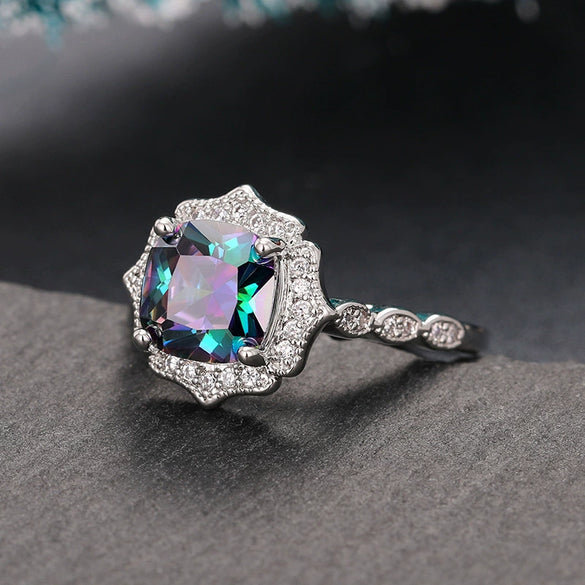 Women's Copper Flower Shape Minimalist Geometric Zircon Ring Jewelry