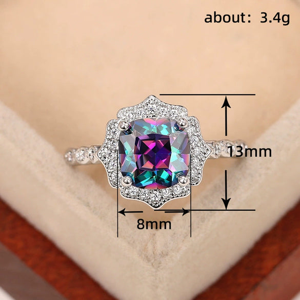 Women's Copper Flower Shape Minimalist Geometric Zircon Ring Jewelry