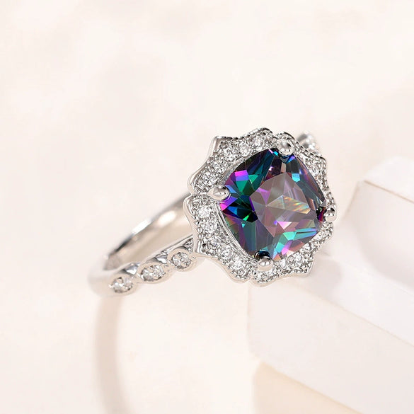 Women's Copper Flower Shape Minimalist Geometric Zircon Ring Jewelry