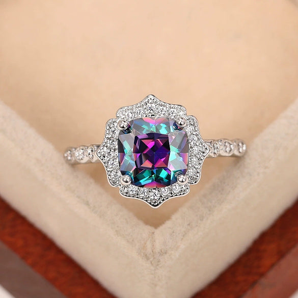 Women's Copper Flower Shape Minimalist Geometric Zircon Ring Jewelry