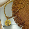 Women's Copper Flower Tree Of Life Pendant Choker Necklace With Electroplated Finish And Light Luxury Elegant Style