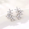 Women's Copper Flower Zircon Earrings With Marquise Shaped Stone Delicate Floral Fashion Jewelry Wholesale