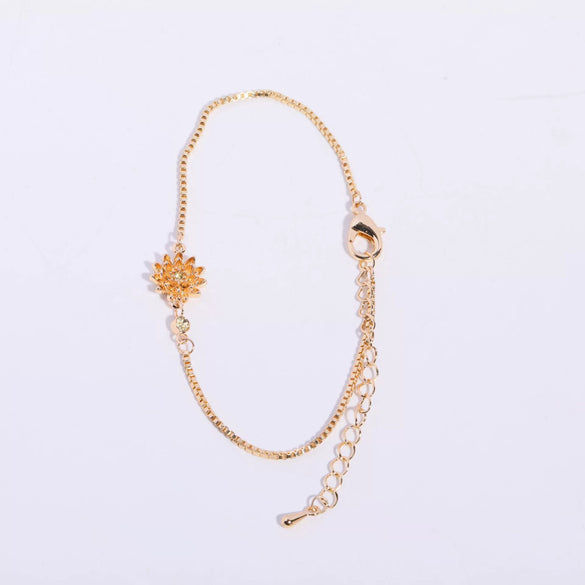 Women's Copper Flower Zodiac Peanut Pendant Bracelet With Zircon Birthstone