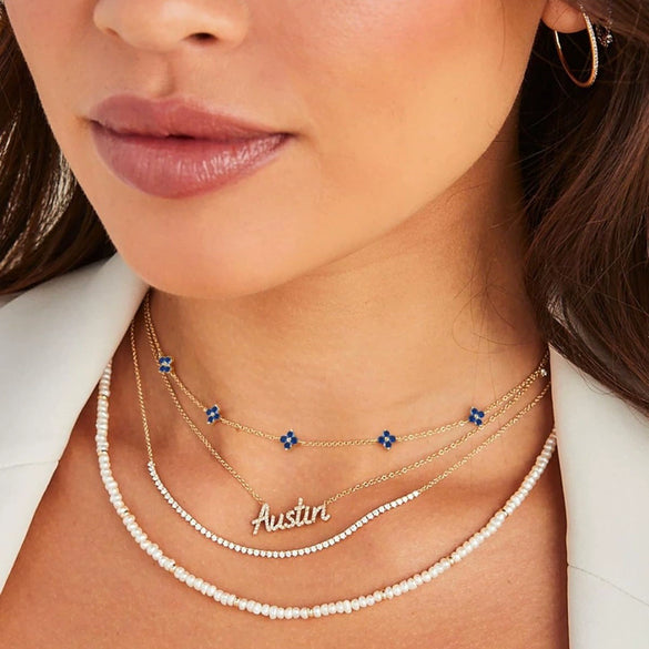 Women's Copper Four Leaf Clover Necklace With O Shaped Chain Electroplated Geometric Pendant Fresh Sweet Style Jewelry