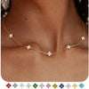Women's Copper Four Leaf Clover Necklace With O Shaped Chain Electroplated Geometric Pendant Fresh Sweet Style Jewelry