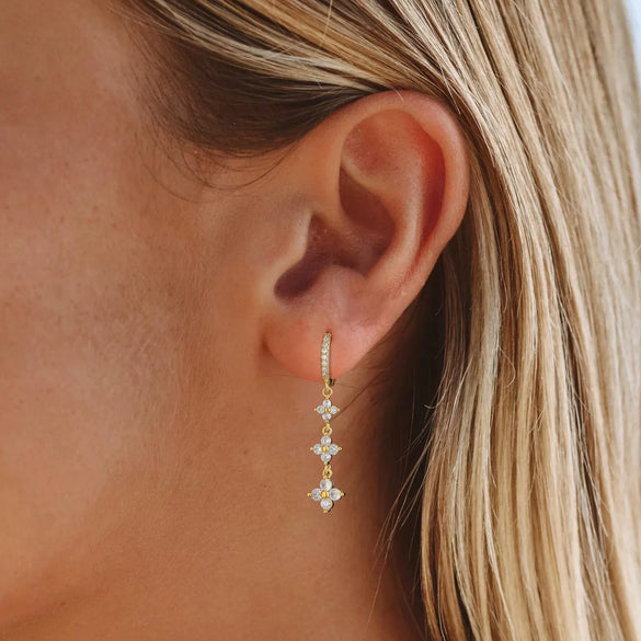 Women's Copper Four Leaf Clover Tassel Earrings With Stainless Steel Posts Electroplated Geometric Floral Style Fashion Jewelry Accessory