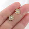 Women's Copper Fourleaf Clover Diamond Earrings With Electroplating