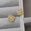 Women's Copper Fourleaf Clover Diamond Earrings With Electroplating