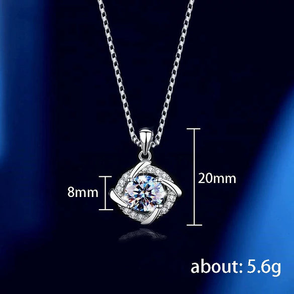 Women's Copper Fourleaf Clover Pendant Necklace With Zircon Inlay And Geometric Style