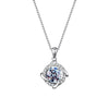 Women's Copper Fourleaf Clover Pendant Necklace With Zircon Inlay And Geometric Style