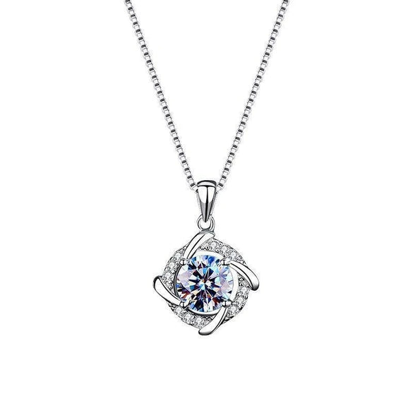 Women's Copper Fourleaf Clover Pendant Necklace With Zircon Inlay And Geometric Style