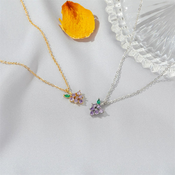 Women's Copper Fruit Pendant Necklace With Diamond Setting O Chain Cute Fresh Style Jewelry