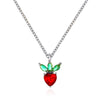 Women's Copper Fruit Pendant Necklace With Diamond Setting O Chain Cute Fresh Style Jewelry