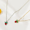 Women's Copper Fruit Pendant Necklace With Diamond Setting O Chain Cute Fresh Style Jewelry
