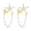 Women's Copper Geometric Animal Starfish Chain Electroplated Earrings
