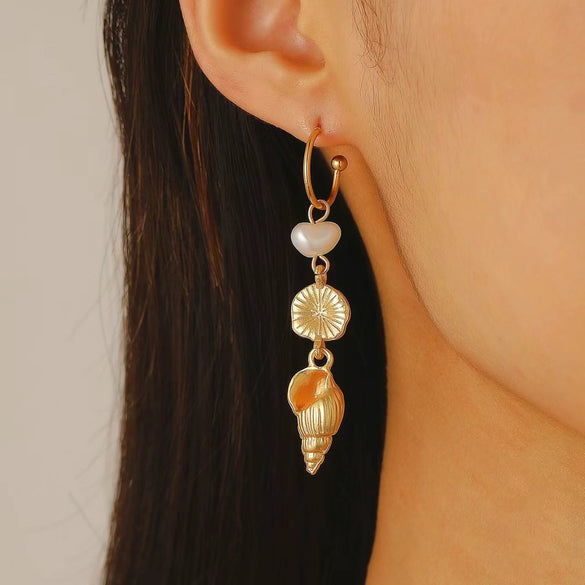 Women's Copper Geometric Animal Starfish Chain Electroplated Earrings