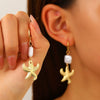 Women's Copper Geometric Animal Starfish Chain Electroplated Earrings
