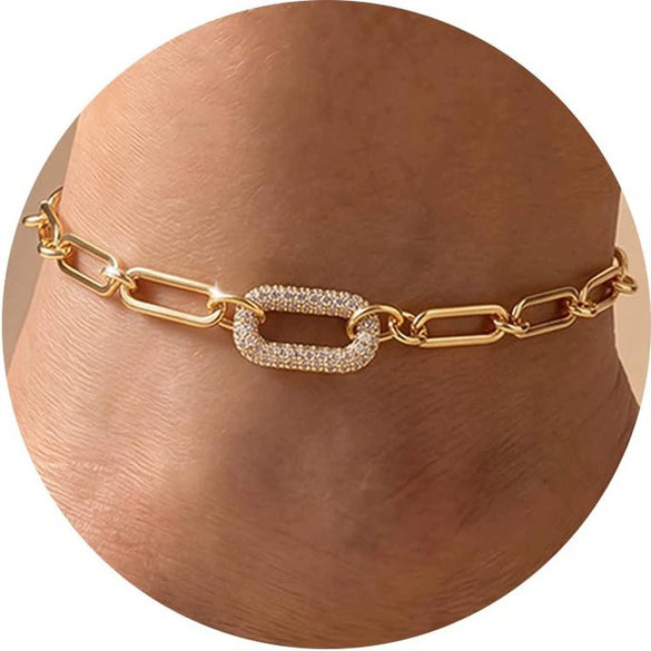 Women's Copper Geometric Anklet Simple Stylish Light Luxury Foot Jewelry With Minimalist Geometric Design