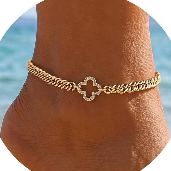 Women's Copper Geometric Anklet Simple Stylish Light Luxury Foot Jewelry With Minimalist Geometric Design