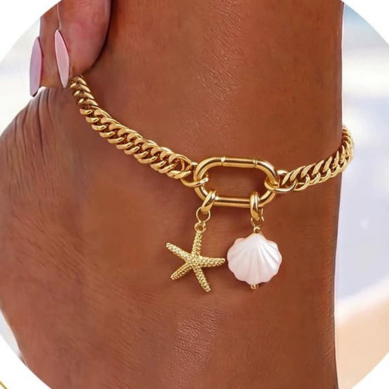 Women's Copper Geometric Anklet Simple Stylish Light Luxury Foot Jewelry With Minimalist Geometric Design
