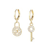Women's Copper Geometric Asymmetric Key Chain Earrings With Zircon Trendy Natural Style Jewelry