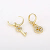 Women's Copper Geometric Asymmetric Key Chain Earrings With Zircon Trendy Natural Style Jewelry