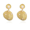 Women's Copper Geometric Beach Fan Shell Conch Stud Earrings With Pearls Fashion Minimalist